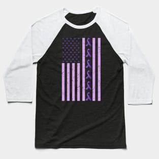 Cool America Flag Alzheimer Awareness Shirt Family Gift Baseball T-Shirt